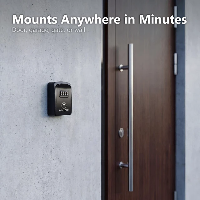 Alt view image 6 of 7 - ® Small Wall Mount Key Lock Box for Keys Outside (Black) Combination Lock, Resettable 4-Digit Code, Screw-In Wall Mount, Weather-Resistant Metal, No Battery or App, Holds 2 to 5 Keys