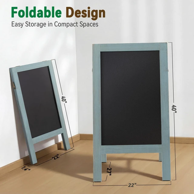 Alt view image 5 of 7 - A Frame Chalkboard Signs 40"x20", Large Freestanding Chalk Board Solid Pine Wood, Widened Frame, Large Writing Area, Stable Structure for Outdoor Use, Great for Bar Wedding and School