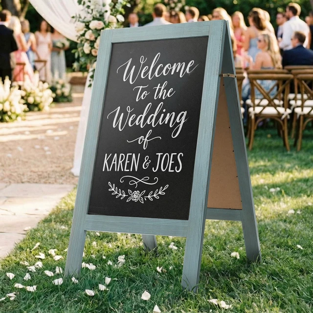 Alt view image 7 of 7 - A Frame Chalkboard Signs 40"x20", Large Freestanding Chalk Board Solid Pine Wood, Widened Frame, Large Writing Area, Stable Structure for Outdoor Use, Great for Bar Wedding and School