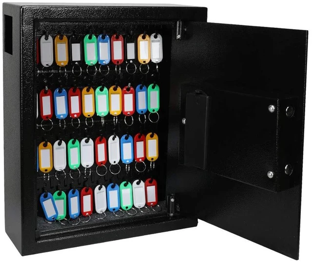 Alt view image 5 of 7 - Digital Key Box, Wall Mount 40 Key Cabinet with Key Tags, Black Electronic Key Organizer, Combination Lock Box, Large Key Holder, Home, Office & Property Management, 14.4 x 11.8 x 3.9 In