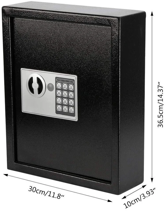 Alt view image 3 of 7 - Digital Key Box, Wall Mount 40 Key Cabinet with Key Tags, Black Electronic Key Organizer, Combination Lock Box, Large Key Holder, Home, Office & Property Management, 14.4 x 11.8 x 3.9 In