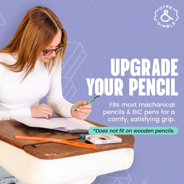 Alt view image 4 of 7 - Textured Silicone Pencil Sleeves for Kids & Adults, For Quiet & Calm Fidgeting, Fits Mechanical Pencils - 4 Grips, 2 Pencils