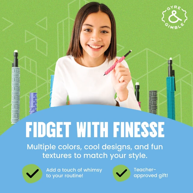 Alt view image 6 of 7 - Textured Silicone Pencil Sleeves for Kids & Adults, For Quiet & Calm Fidgeting, Fits Mechanical Pencils - 4 Grips, 2 Pencils