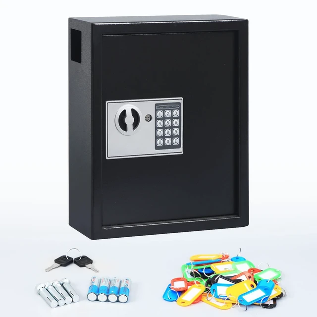 Alt view image 7 of 7 - Digital Key Box, Wall Mount 40 Key Cabinet with Key Tags, Black Electronic Key Organizer, Combination Lock Box, Large Key Holder, Home, Office & Property Management, 14.4 x 11.8 x 3.9 In