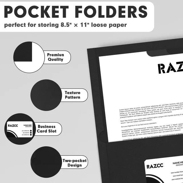 Alt view image 3 of 7 - Two Pocket Folders, 75 Pack, Letter Size, Black