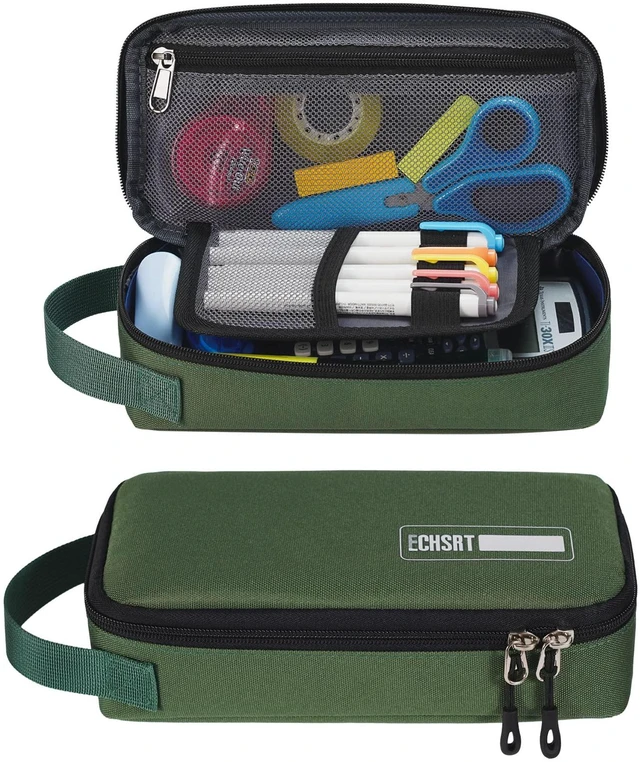 Main image of Large Pencil Case, Aesthetic Pen Pouch with Big Capacity, Minimalist Portable Stationery Bag with Handle for Office Organizer Aesthetic Pencil Cases