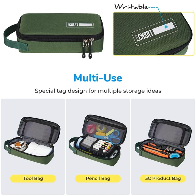 Alt view image 4 of 6 - Large Pencil Case, Aesthetic Pen Pouch with Big Capacity, Minimalist Portable Stationery Bag with Handle for Office Organizer Aesthetic Pencil Cases