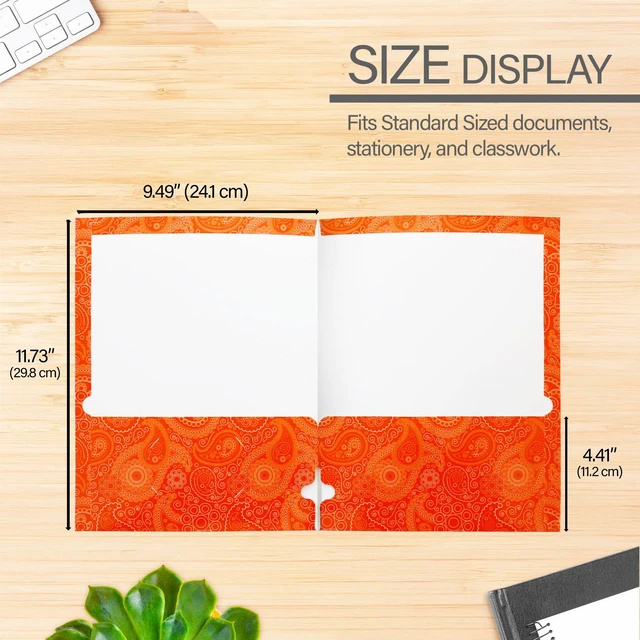 Alt view image 2 of 7 - Paisley Paper 2-Pocket Folder, 48-Case Two interior pockets, Holds letter-size 8.5 x 11 in sheets for school and office, Bulk pack