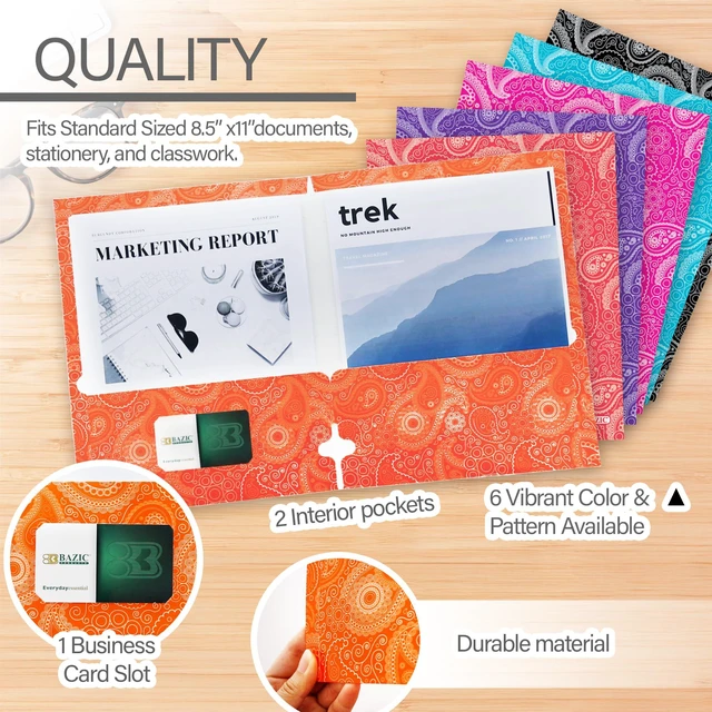 Alt view image 4 of 7 - Paisley Paper 2-Pocket Folder, 48-Case Two interior pockets, Holds letter-size 8.5 x 11 in sheets for school and office, Bulk pack