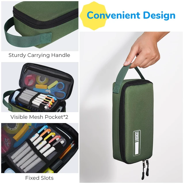 Alt view image 6 of 6 - Large Pencil Case, Aesthetic Pen Pouch with Big Capacity, Minimalist Portable Stationery Bag with Handle for Office Organizer Aesthetic Pencil Cases