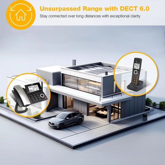 Alt view image 3 of 7 - CL84118 DECT 6.0 Corded/Cordless Phone Works During Power Outages, Smart Call Blocker, Answering Machine, Caller ID Announce, Big Buttons