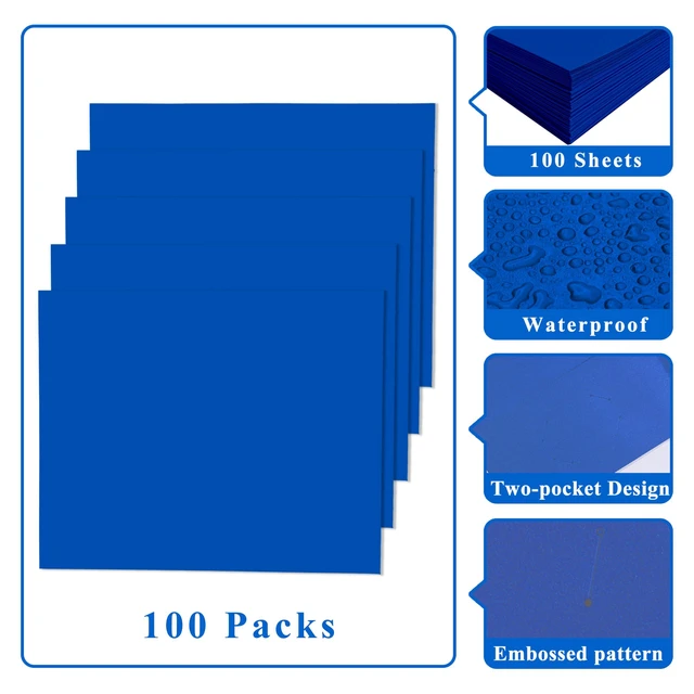 Alt view image 4 of 7 - File folders with Pockets,Blue Two folders for documents,100 Pack Paper Folders with Card Slot,Letter Size,School Students,Business,Home and Office Workers