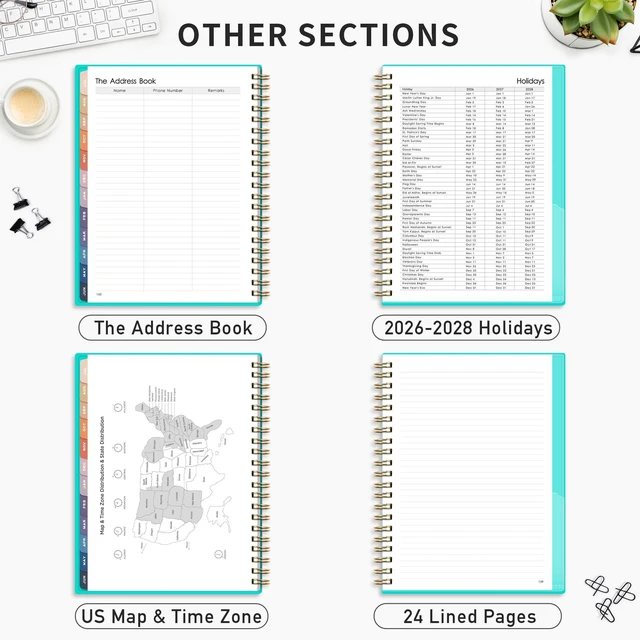 Alt view image 5 of 7 - Academic Planner 2026-2027, Weekly and Monthly, A4 (8.5" x 11") July 2026 - June 2027, Calendar, Agenda, 12-Month Tabs, for Student, Teacher, School (Tiffani Blue)