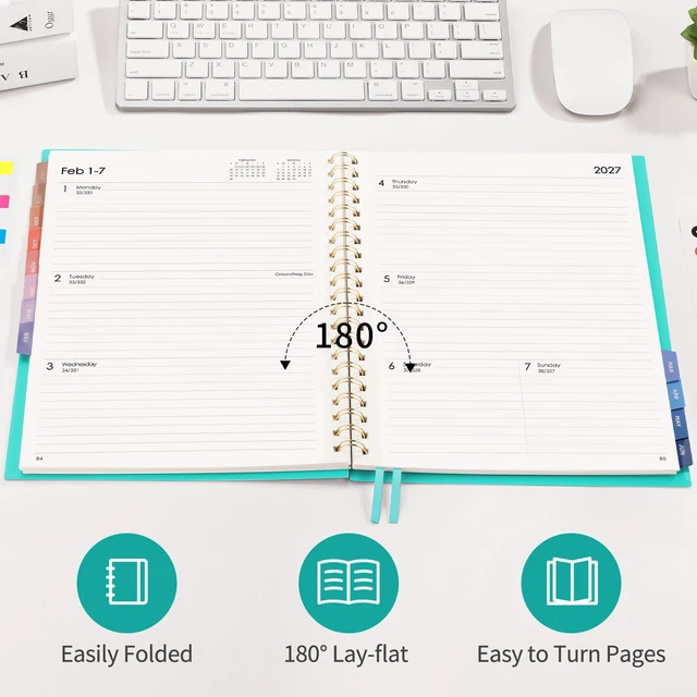 Alt view image 7 of 7 - Academic Planner 2026-2027, Weekly and Monthly, A4 (8.5" x 11") July 2026 - June 2027, Calendar, Agenda, 12-Month Tabs, for Student, Teacher, School (Tiffani Blue)