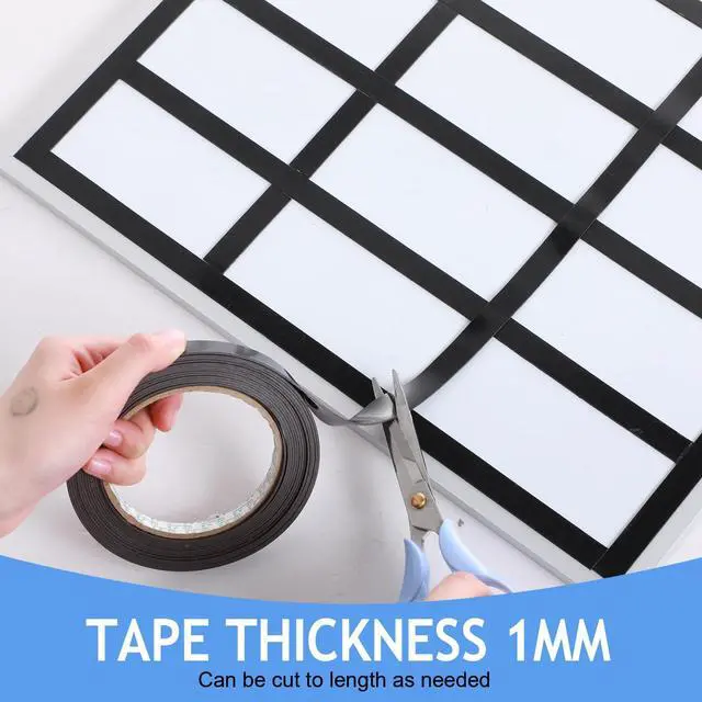 Alt view image 6 of 6 - Black Magnetic Tape Roll Thin Strips, 1/2 Inch X 25 Feet, 2 Pcs Magnetic Board Dividers Whiteboard Graphic Decorative Tape Marking Line for Classroom Office Art Accessories