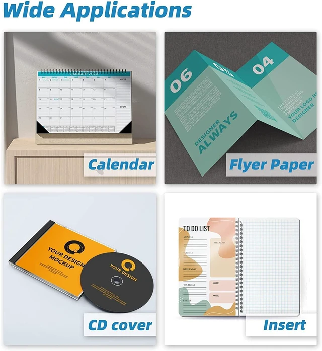 Alt view image 2 of 6 - 37lb Double-Sided Glossy Inkjet Photo Paper, 8.5x11, 200 Sheets 140gsm, 6.5mil thin paper for brochures, flyers, menus, calendars, chip bags, wrappers, magazine covers, and folded projects