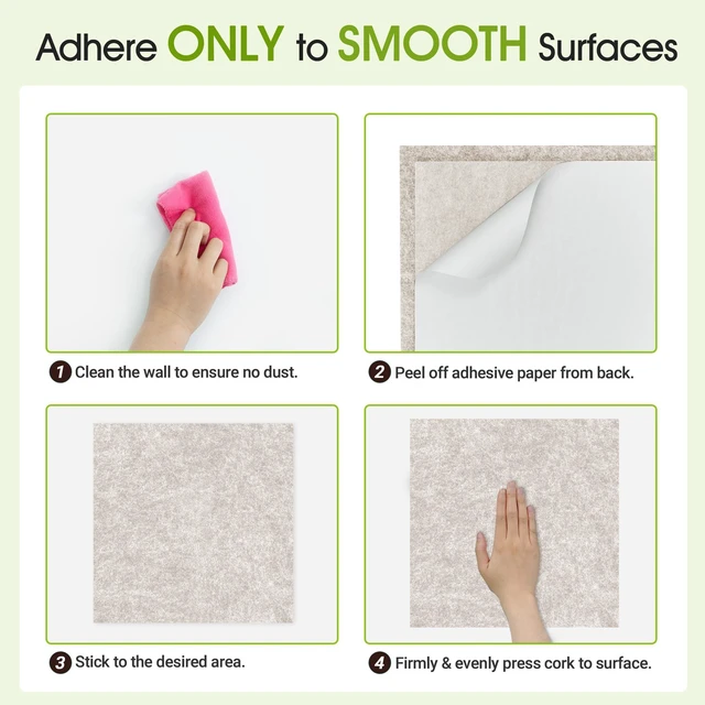 Alt view image 7 of 7 - Cork Bulletin Board 12x12, 1/2" Thick Felt Cork Board Tiles 6 Pack, Small Square Pin Board for Wall, Self Adhesive Corkboards with 60 Push Pin Wood Clips for School, Home & Office, Latte