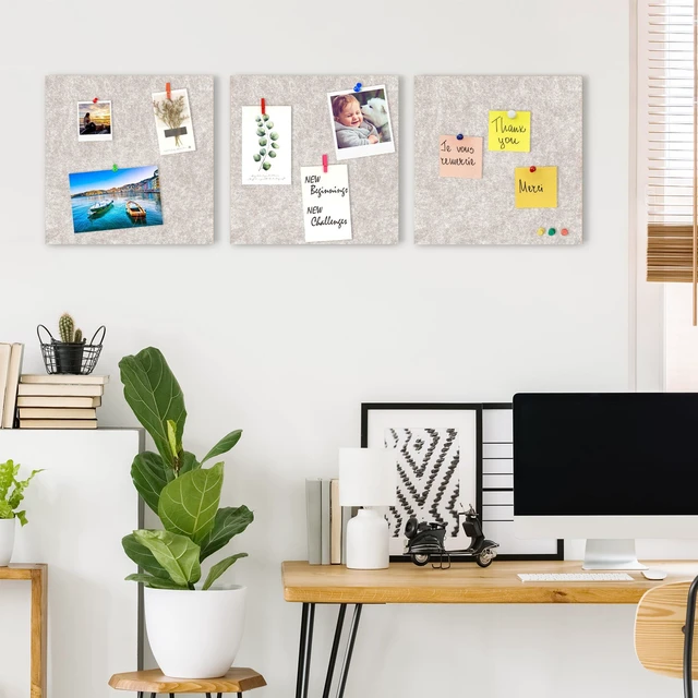 Alt view image 2 of 7 - Cork Bulletin Board 12x12, 1/2" Thick Felt Cork Board Tiles 6 Pack, Small Square Pin Board for Wall, Self Adhesive Corkboards with 60 Push Pin Wood Clips for School, Home & Office, Latte