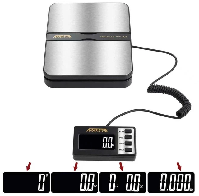 Alt view image 3 of 5 - 8680 High Capacity 150Lbs High Accuracy 0.1OZ Digital Postal Scale with Remote Display, Batteries and USB Cable and AC Adapter Included (Stainless Steel)