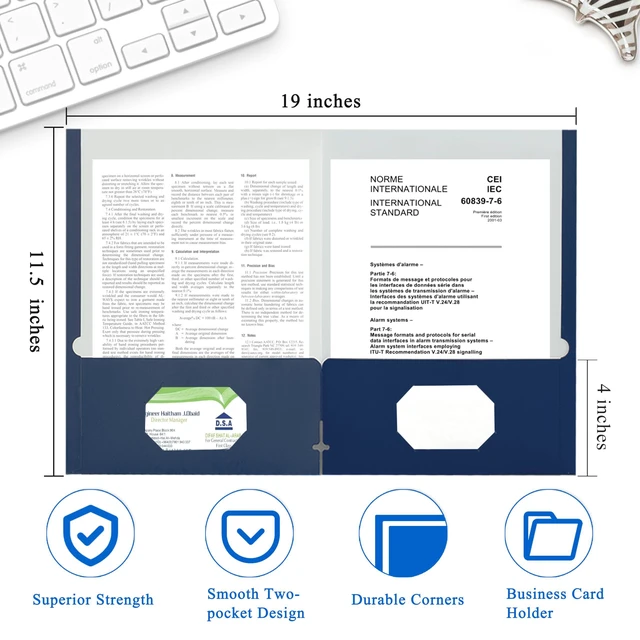 Alt view image 2 of 7 - File folders with Pockets,Navy Blue Two folders for documents,100 Pack Paper Folders with Card Slot,Letter Size,School Students,Business,Home and Office Workers