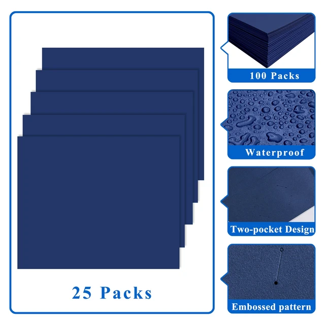 Alt view image 4 of 7 - File folders with Pockets,Navy Blue Two folders for documents,100 Pack Paper Folders with Card Slot,Letter Size,School Students,Business,Home and Office Workers