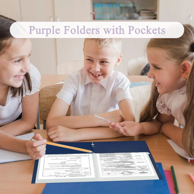 Alt view image 7 of 7 - File folders with Pockets,Navy Blue Two folders for documents,100 Pack Paper Folders with Card Slot,Letter Size,School Students,Business,Home and Office Workers