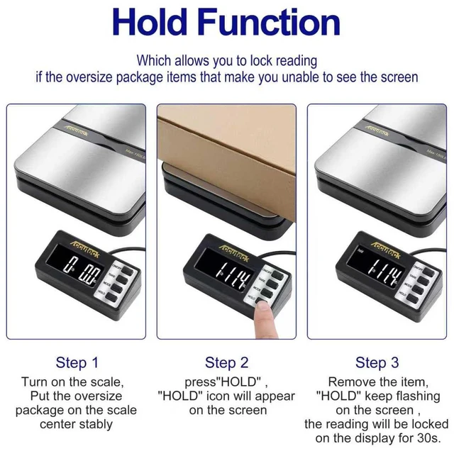 Alt view image 5 of 5 - 8680 High Capacity 150Lbs High Accuracy 0.1OZ Digital Postal Scale with Remote Display, Batteries and USB Cable and AC Adapter Included (Stainless Steel)