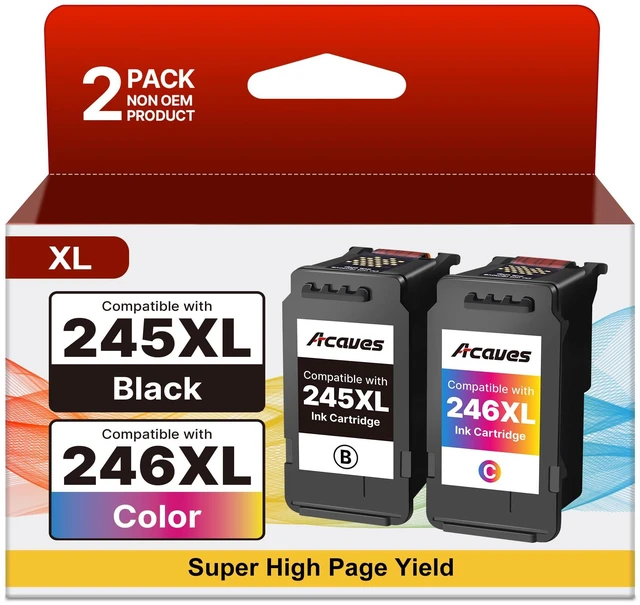Main image of 246XL 245XL Ink Cartridge Replacement for Canon Ink 245 and 246, 2 Pack for Canon Ink 245 and 246, Work for Pixma TS202 TS3122 TR4520 TR4522 IP2820 MX490 MX492 MG2522, 245 XL Black Ink Cartridge