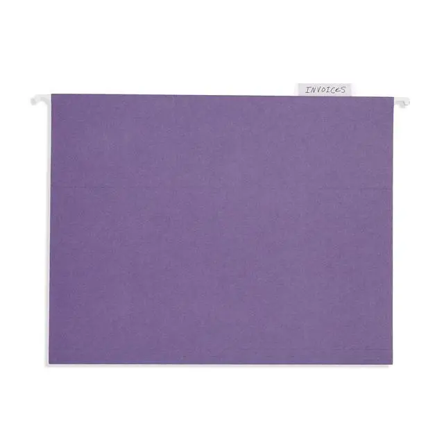 Alt view image 6 of 7 - 25 Hanging File Folders, Letter Size, Purple Reinforced 11pt, 1/5 Cut Tabs, Plastic Tabs and Inserts Included, for Filing Cabinet, Home, and Office Use