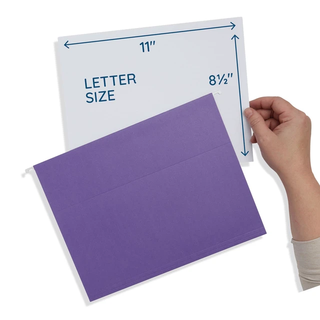 Alt view image 3 of 7 - 25 Hanging File Folders, Letter Size, Jewel Tones Reinforced 11pt, 1/5 Cut Tabs, Tabs and Inserts Included, Color-Coded Filing for Cabinet, Home, and Office