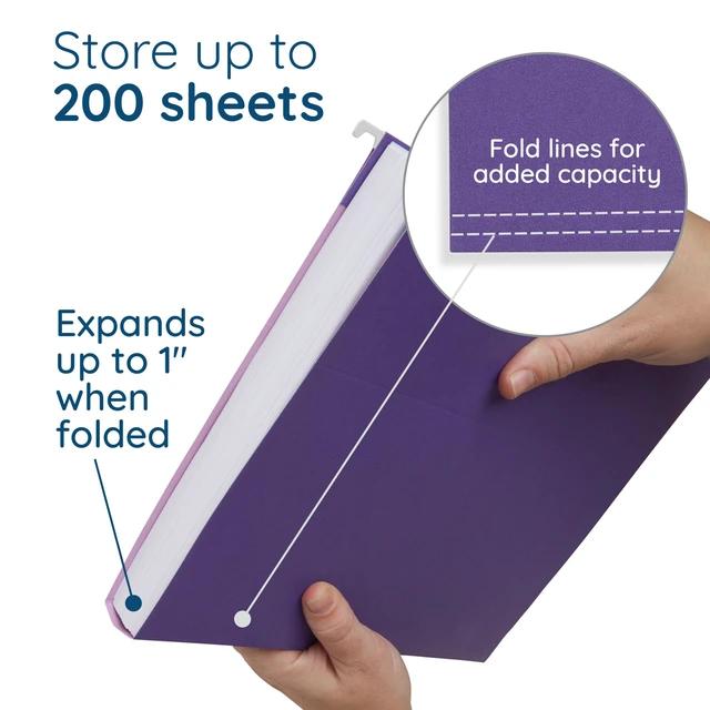 Alt view image 4 of 7 - 25 Hanging File Folders, Letter Size, Jewel Tones Reinforced 11pt, 1/5 Cut Tabs, Tabs and Inserts Included, Color-Coded Filing for Cabinet, Home, and Office