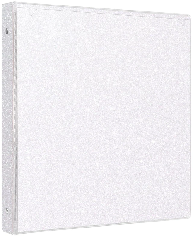 Main image of Glitter 3 Ring Binder 1 Inch, Sparkle Binder with 2 Pockets, Fashion Design for School Office Supplies, White