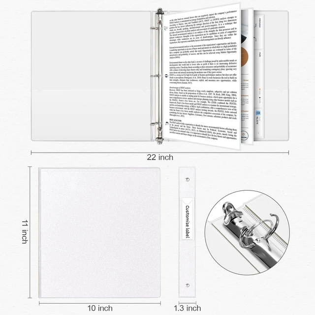 Alt view image 6 of 6 - Glitter 3 Ring Binder 1 Inch, Sparkle Binder with 2 Pockets, Fashion Design for School Office Supplies, White