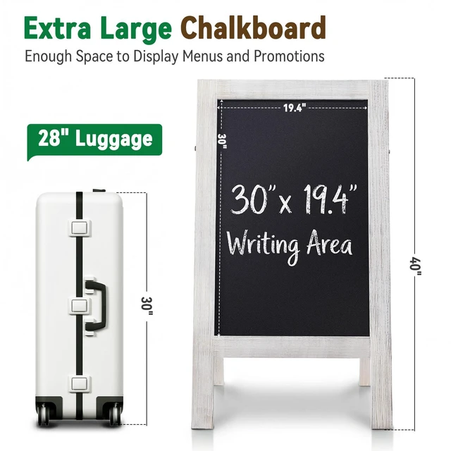 Alt view image 2 of 7 - A Frame Chalkboard Signs 40"x20", Large Freestanding Chalk Board Solid Pine Wood, Widened Frame, Large Writing Area, Stable Structure for Outdoor Use, Great for Bar Wedding and School