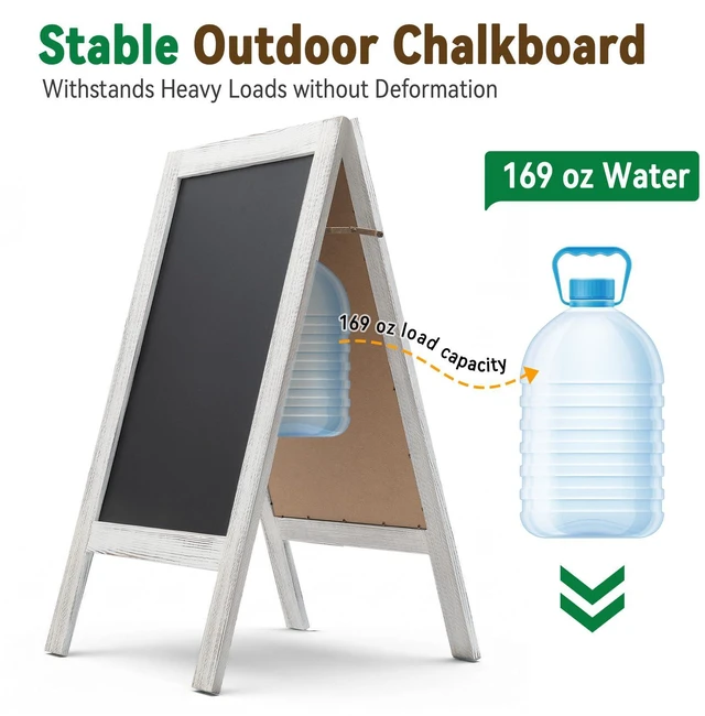 Alt view image 4 of 7 - A Frame Chalkboard Signs 40"x20", Large Freestanding Chalk Board Solid Pine Wood, Widened Frame, Large Writing Area, Stable Structure for Outdoor Use, Great for Bar Wedding and School