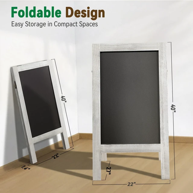 Alt view image 6 of 7 - A Frame Chalkboard Signs 40"x20", Large Freestanding Chalk Board Solid Pine Wood, Widened Frame, Large Writing Area, Stable Structure for Outdoor Use, Great for Bar Wedding and School