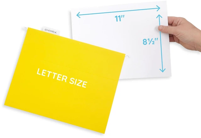 Alt view image 4 of 7 - 25 Hanging File Folders, Letter Size, Yellow Reinforced 12pt, 1/5 Cut Tabs, Plastic Tabs and Inserts Included, for Filing Cabinet, Home, and Office Use