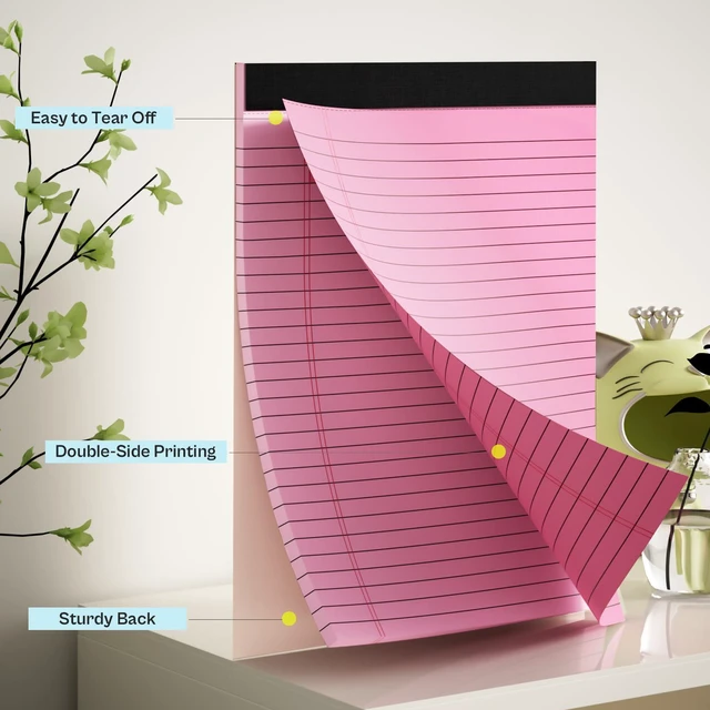 Alt view image 3 of 7 - 360 Sheets Pink Legal Pads 8.5" x 11" Pack of 12 Note Pads Wide Ruled Lined Paper with Micro-Perforated Writing Notebook 30 Sheets per Pad To-Do List Notepad for School, Office & Home Supplies