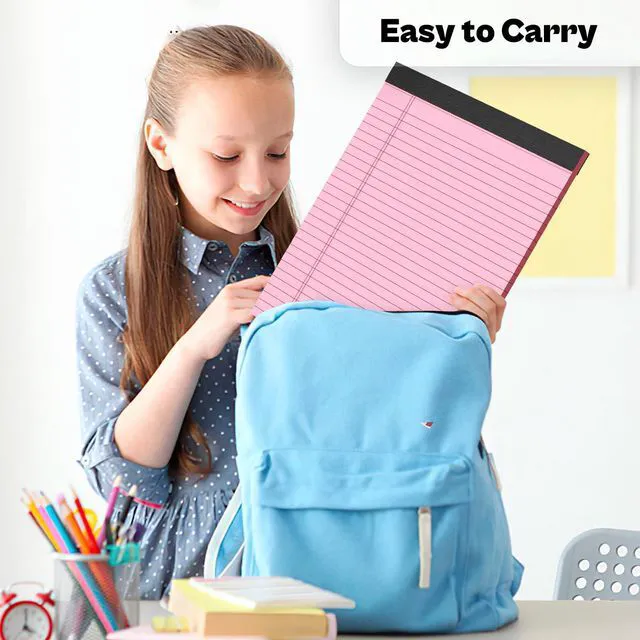 Alt view image 6 of 7 - 360 Sheets Pink Legal Pads 8.5" x 11" Pack of 12 Note Pads Wide Ruled Lined Paper with Micro-Perforated Writing Notebook 30 Sheets per Pad To-Do List Notepad for School, Office & Home Supplies
