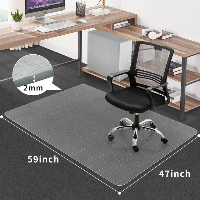 Alt view image 4 of 7 - Office Chair Mat for Carpet Floors, Desk Mats 47"X59" for Rolling Desk on Low Pile Carpets, Rectangle Computer Gaming Plastic Floor Mats for Office Chair on Carpet, Flat Without Curling