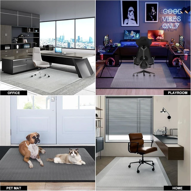 Alt view image 6 of 7 - Office Chair Mat for Carpet Floors, Desk Mats 47"X59" for Rolling Desk on Low Pile Carpets, Rectangle Computer Gaming Plastic Floor Mats for Office Chair on Carpet, Flat Without Curling