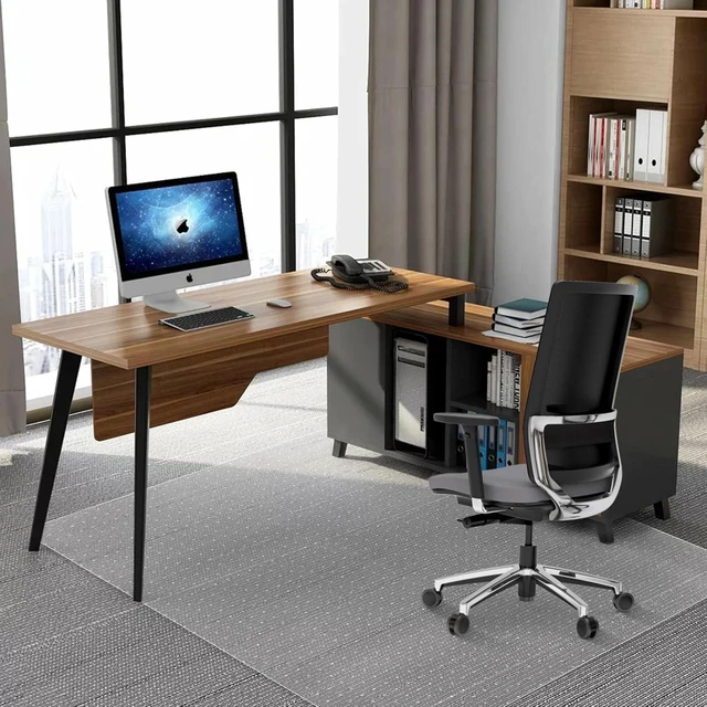 Alt view image 7 of 7 - Office Chair Mat for Carpet Floors, Desk Mats 47"X59" for Rolling Desk on Low Pile Carpets, Rectangle Computer Gaming Plastic Floor Mats for Office Chair on Carpet, Flat Without Curling
