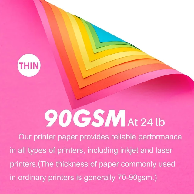 Alt view image 2 of 7 - Colored Print&Copy Paper 8.5x11 Inches,180 Sheets 9 Colors Pastel A4 Printer Paper 20 lb/90GSM Colored Multipurpose Computer Pastel Paper for Office Printer School Cutting DIY