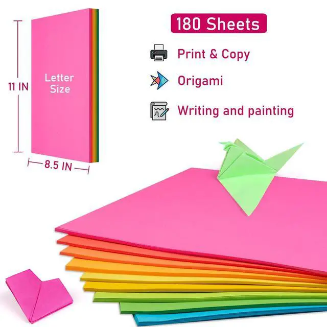 Alt view image 4 of 7 - Colored Print&Copy Paper 8.5x11 Inches,180 Sheets 9 Colors Pastel A4 Printer Paper 20 lb/90GSM Colored Multipurpose Computer Pastel Paper for Office Printer School Cutting DIY