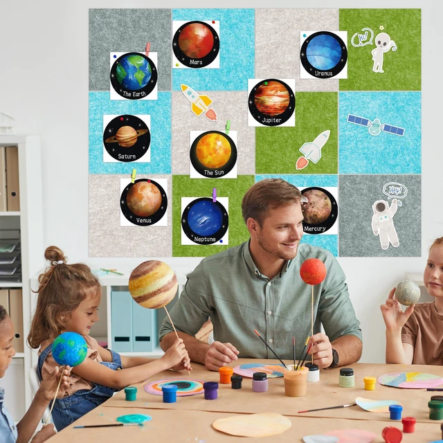 Alt view image 2 of 7 - Cork Bulletin Board 12x12, 1/2" Thick Felt Cork Board Tiles 12 Pack, Small Square Pin Board for Wall, Self Adhesive Corkboards with 120 Push Pin Wood Clips for School, Home & Office, Baby Blue