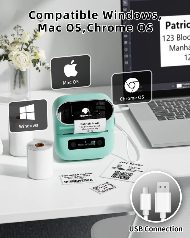 Alt view image 4 of 7 - M220 Label Maker, 3.14 Bluetooth Thermal Label Printer for Address, Barcode & Product Label, Portable Small Printer Compatible with Phone, Tablet & PC