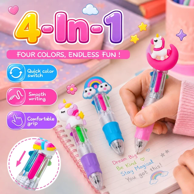 Alt view image 3 of 7 - 24PCS Cute Cartoon 4-in-1 Multicolor Pens, Party Favors for Kids Kawaii Ballpoint Pens, Birthday Gifts, Classroom Rewards, Fun Party Supplies and School Pens for Boys & Girls