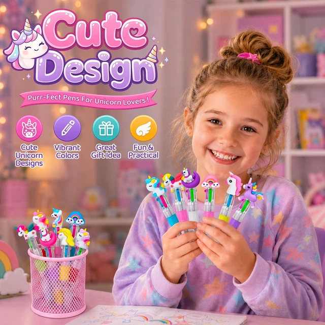 Alt view image 6 of 7 - 24PCS Cute Cartoon 4-in-1 Multicolor Pens, Party Favors for Kids Kawaii Ballpoint Pens, Birthday Gifts, Classroom Rewards, Fun Party Supplies and School Pens for Boys & Girls