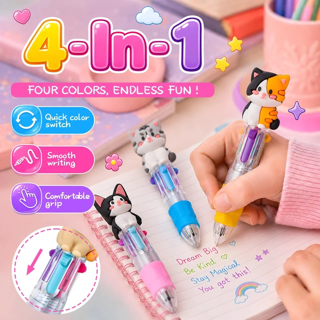 Alt view image 3 of 7 - 48PCS Cat 4-in-1 Multicolor Pens, Cute Pens for Kids Party Favors Kawaii Ballpoint Pens, Cute Birthday Gifts, Classroom Rewards, Fun Party Supplies and School Pens for Boys & Girls