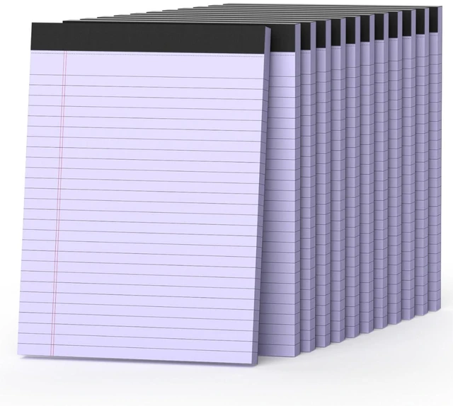 Main image of 360 Sheets Purple Legal Pads 8.5" x 11" Pack of 12 Note Pads Wide Ruled Lined Paper with Micro-Perforated Writing Notebook 30 Sheets per Pad To-Do List Notepad for School, Office & Home Supplies